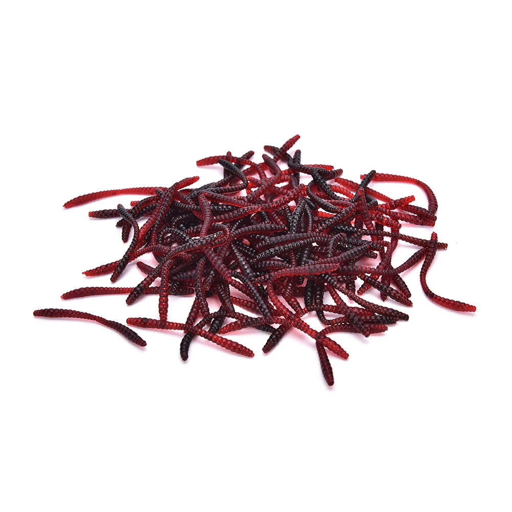 

Gmarty 100pcs/bag 6cm Simulation Earthworm Worms Artificial Fishing Lure Tackle Soft Bait Lifelike Fishy Smell Fishing Baits