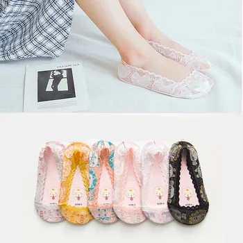 

Kids Baby Toddler Girls Thin Mesh Lace Cotton Socks For Summer No Show Non Skid Slip Heel Grip Low Cut Cotton Socks 2-10Years