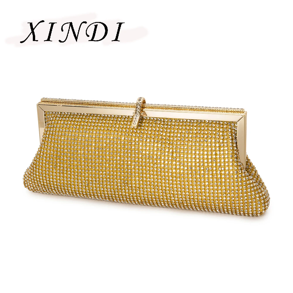

NEW Luxury handbag women Designed to for evening Rhinestones shoulder Clutch Bags gold Diamonds Chain Hasp Anniversary Ceremony