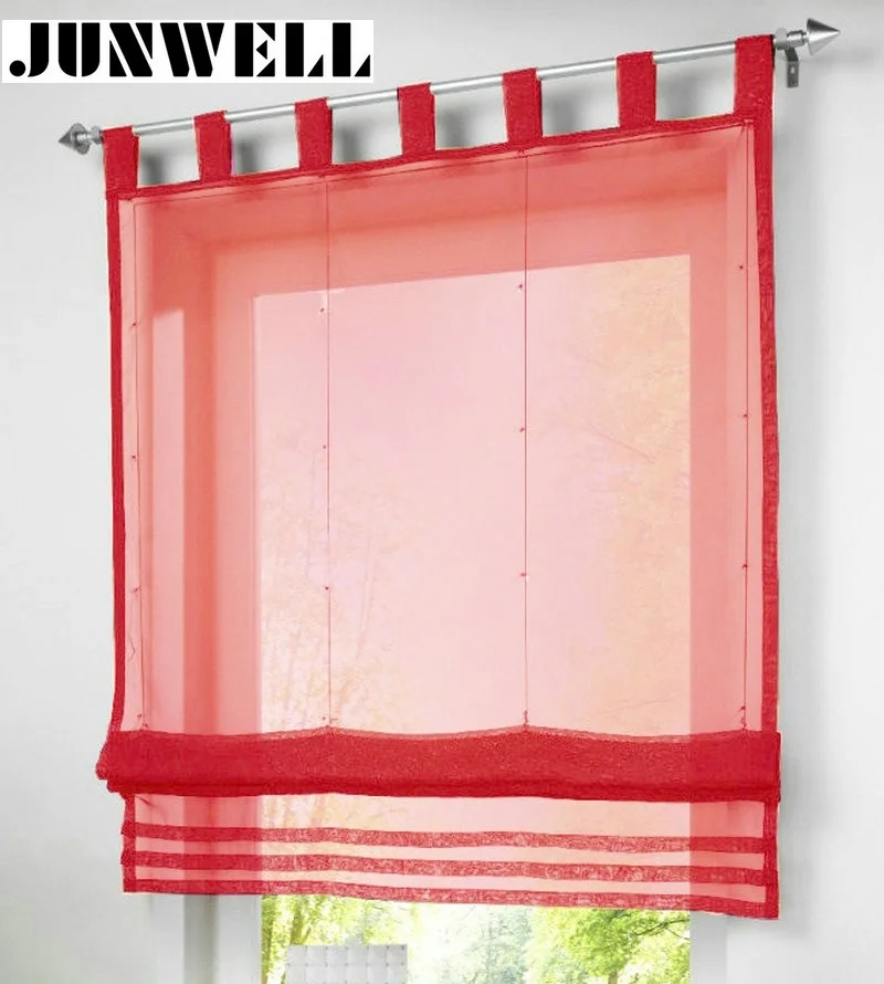 

8 Colors Tab Top Roman Curtain Blind Home Wave European Living Room Balcony Voile 1PC