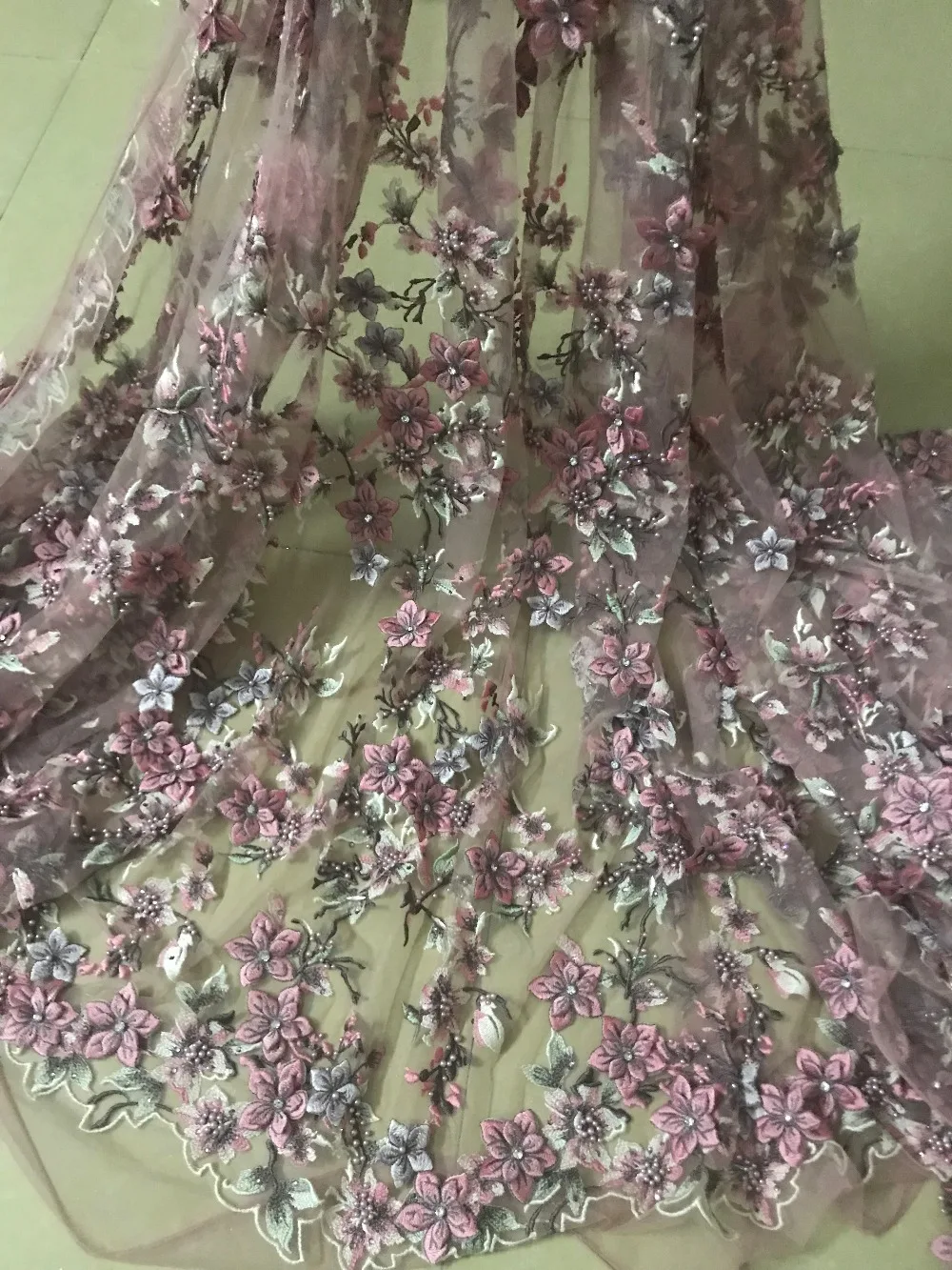 

Cyndi-3.2711 Hot selling african sequins lace fabric tessel fringel embroidered tulle mesh lace fabric