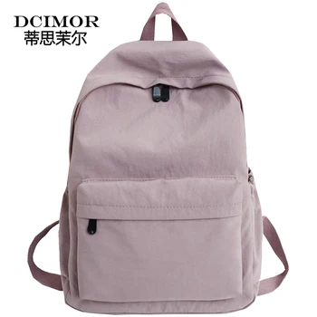 

DCIMOR Nylon waterproof women backpack High quality solid color shoulder bag schoolbag for Teenage girls 2019 Travel backpack