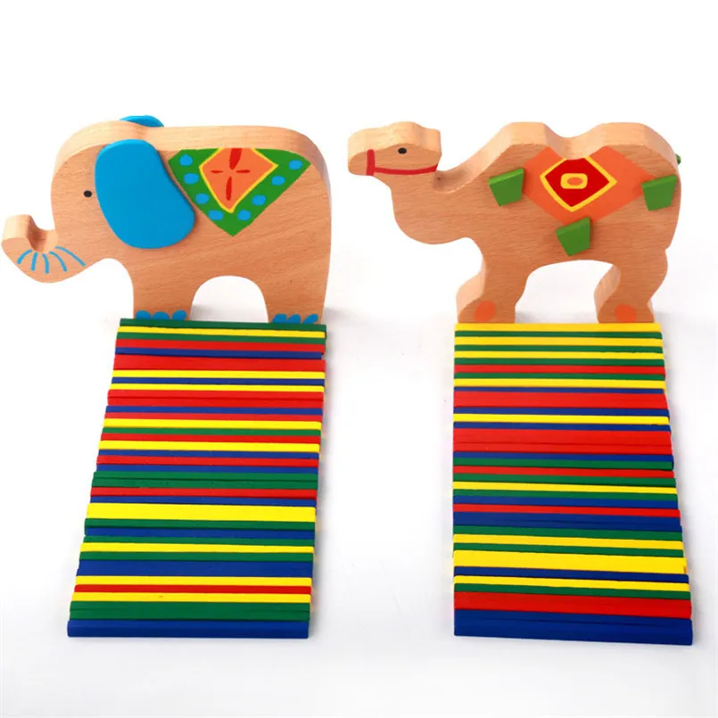 Детские деревянные строительные блоки баланс верблюд, слон игрушка для детей Девочка дерево Монтессори игрушки укладки интерактивные Балансировки Игры