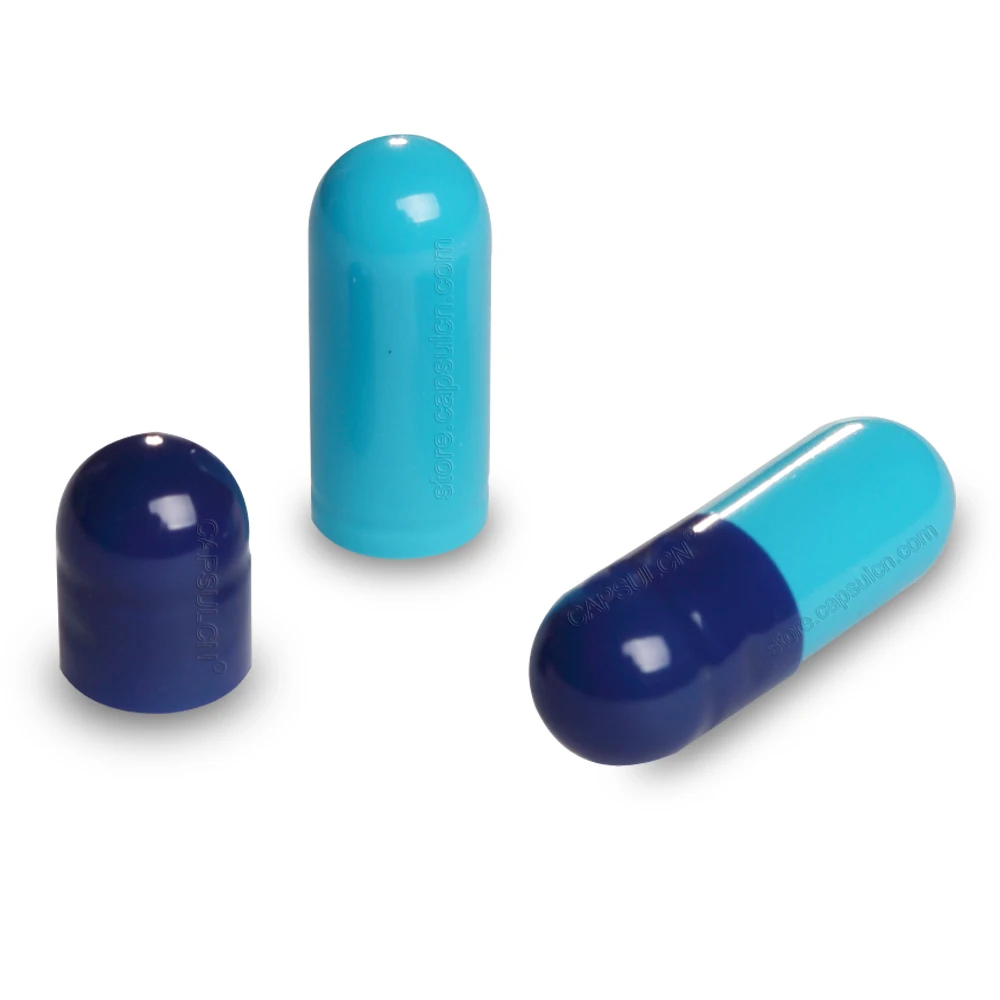 

Big Sale 1000 pcs/Carton Size 0# Dark blue&blue Empty Gelatin Separated Capsules For Capsule Filler machine 0#