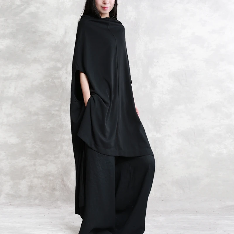 

Original Design Deconstruction Set Head T-shirt Irregular Goddess Temperament Thin Cotton Jacket Spring and Summer D860
