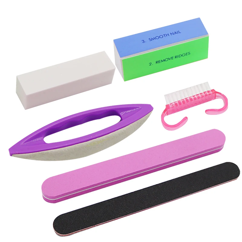 

6pcs/Set Nail Art Files Block Buffing Grit Sand UV Gel Polish Dust Brush Cleaning Buffer Sponge Acrylic Manicure Pedicure Tools