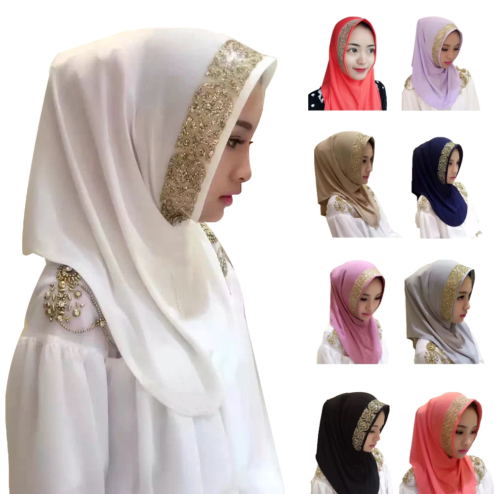 

Muslim Women One Piece Instant Slip on Pull on Amira Hijab Headscarf Shawls Wrap Islamic Turban Arab Shawl Neck Cover Bandanas