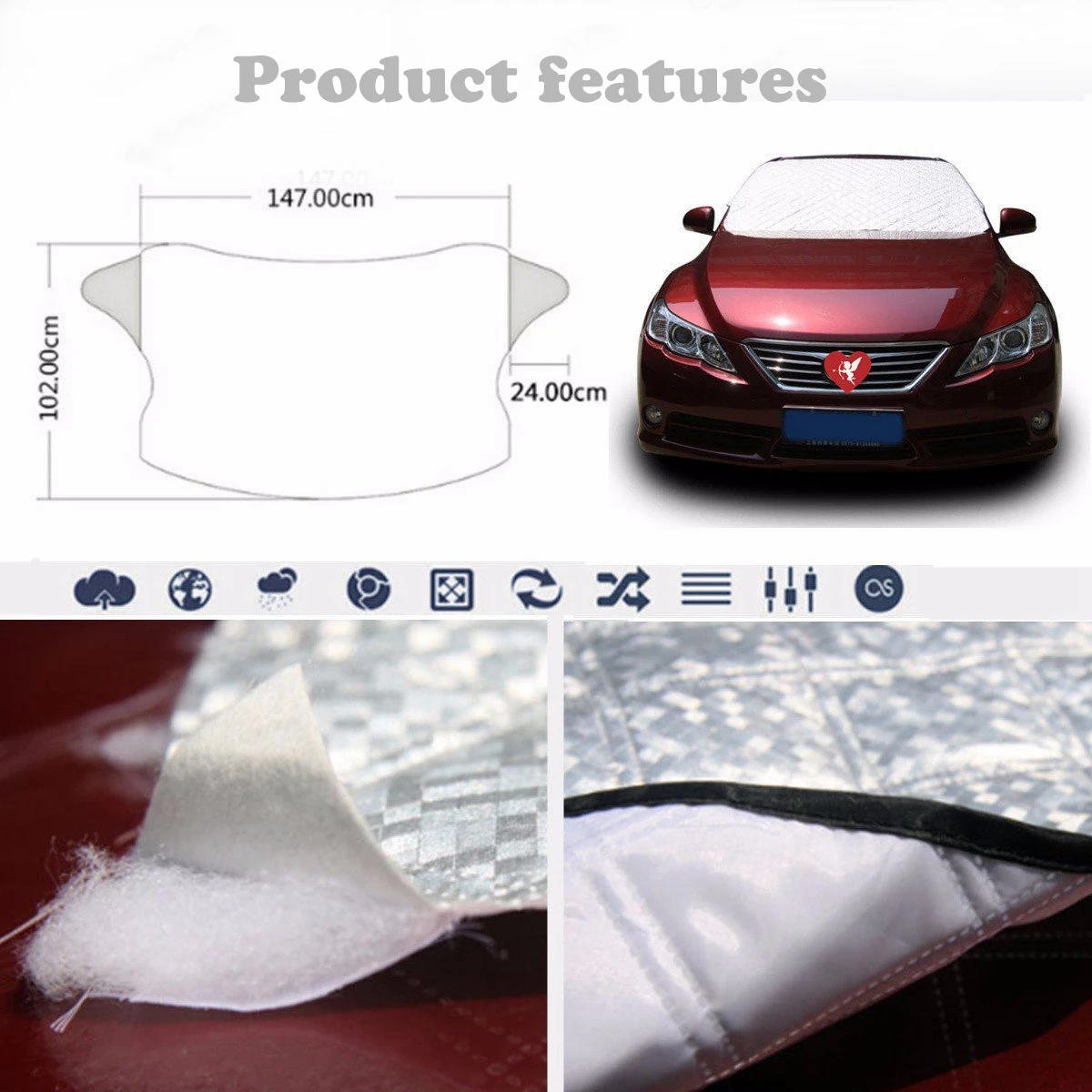 Magnetic Car Windshield Cover Frost Ice Shield Snow Dust Protector Sun Shade