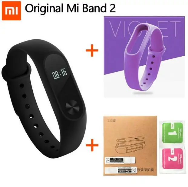Xiaomi mi браслет 2 Смарт Браслет mi Band 2+ умный пульсометр фитнес тачпад Прямая поставка - Цвет: Фиолетовый