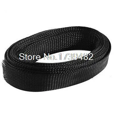 Nylon Expandable Braided Sleeving Wiring Wrap 4.6M 30mm Width Black 