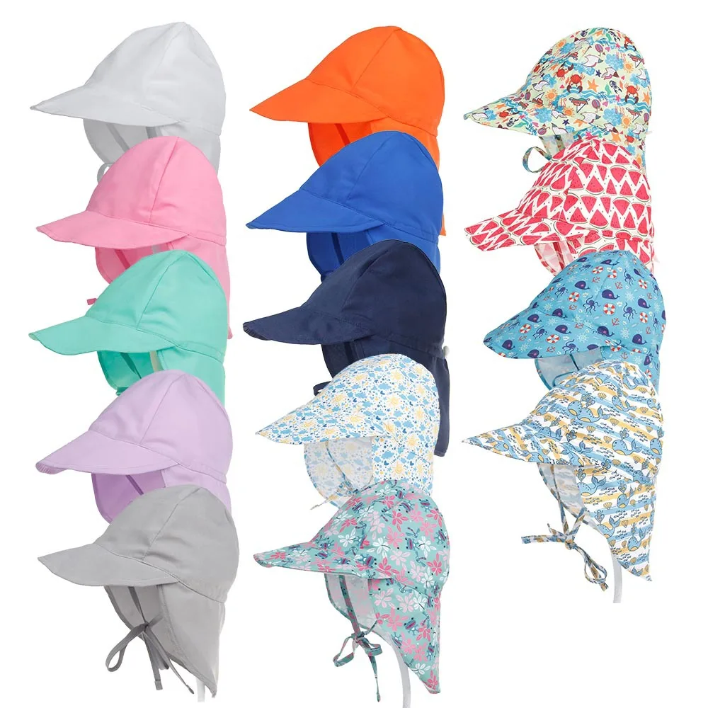 

0-5T Summer Baby Sunhat Children Outdoor Neck Ear Cover Anti UV Protection UPF50+ Beach Caps Kids Boy Girl Swimming Flap Cap