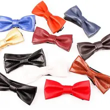 Кожаный мужской галстук-бабочка pu Сплошной Цвет Ужин Свадебный галстук-бабочка жениха платье костюм модный лук