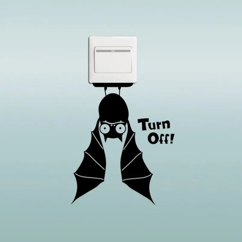DIY Funny Cute Black Bat Switch Stickers Wall Stickers Home Decoration Bedroom Parlor Decoration Removable Engraving Stickers