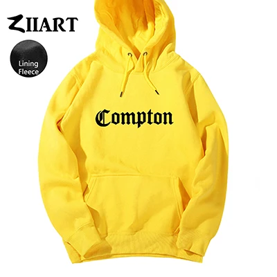 Compton Готический шрифт хип хоп Рэп пара одежда осень зима флис девушки женщина толстовки ZIIART - Цвет: Yellow