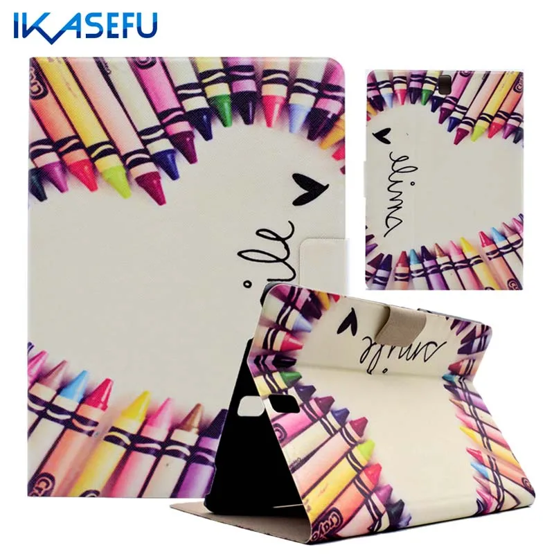 

IKASEFU Hard Back Capa Case Cover for Samsung Tab S3 T820 Filp Stand Coque Funda for Samsung Galaxy Tab S3 9.7 inch T825 Painted