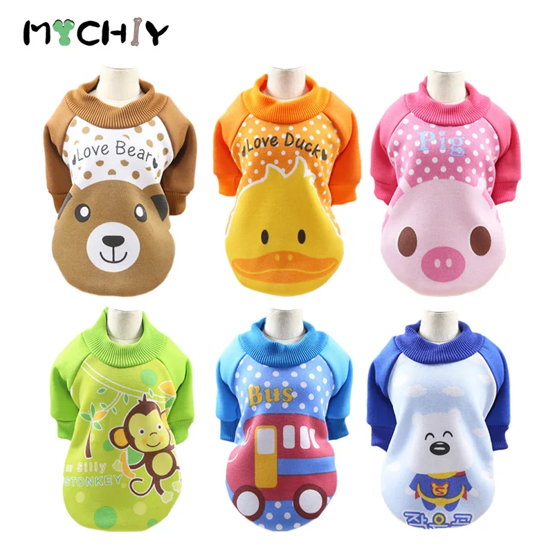 Cartoon Winter Warm Pet Dog Hoodies Clothes Cute Lovely Sweater For Dogs Jackets Cotton Puppy Overalls Teddy Chihuahua | Дом и сад