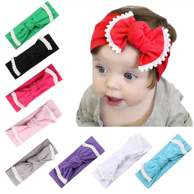 Hot 9pcs Little Girl Headbands Big Wide Wave Spot Baby Girls Color Hair Head Band Fashion Bows