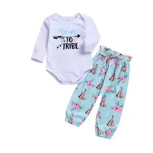 Одежда для новорожденных девочек; хлопковые топы; футболка; штаны с длинными рукавами; одежда из 2 предметов для маленьких девочек
