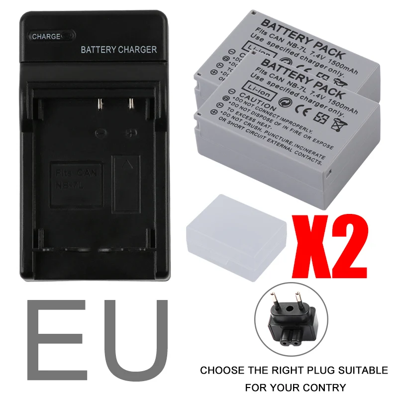 Аккумулятор для камеры RP 2x1500 mah NB-7L NB7L NB 7L+ зарядное устройство USB для Canon PowerShot G10 G11 G12 SX30IS NB7L NB-7L аккумулятор - Цвет: EU