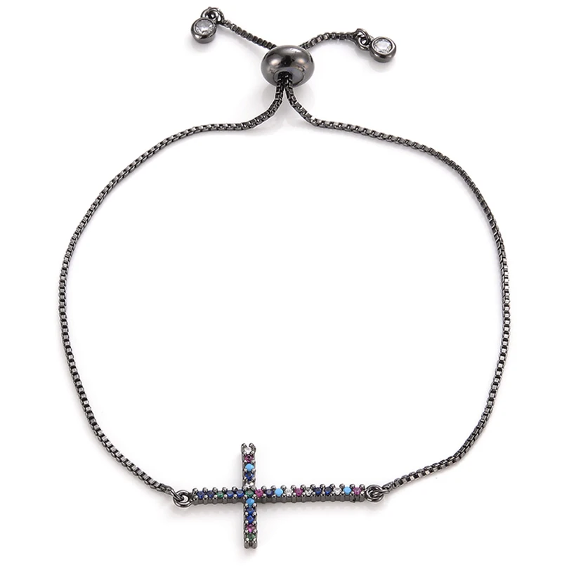 Pipitree разноцветный кубический цирконий проложили тонкий крест браслет модные ювелирные изделия Серебро Золото Цвет Шарм модные браслеты для женщин