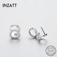 INZATT, хорошее ювелирное изделие, минималистичные геометрические полые круглые глянцевые серьги-кольца для женщин, подарок на день рождения, настоящее 925 пробы, серебро