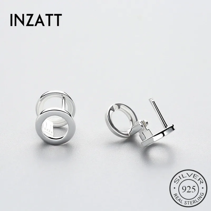 

INZATT Fine Jewelry Minimalist Geometric Hollow Round Glossy Hoop Earrings 2018 For Women Birthday Gift Real 925 Sterling Silver