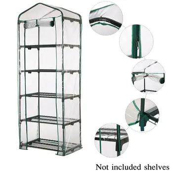

Transparent Greenhouse Garden Frame Cover Roll Up Front Grow Plants Outdoor