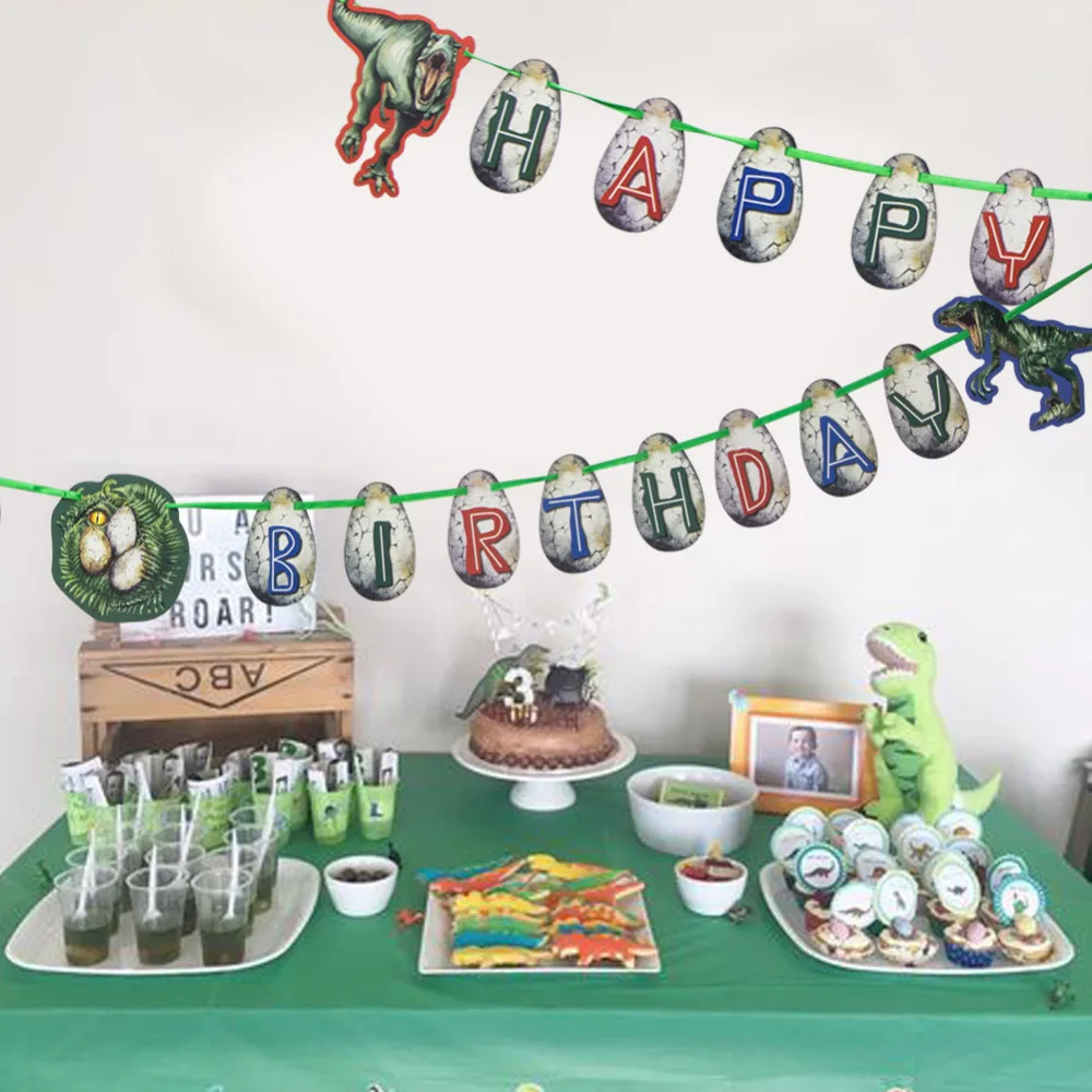 Парк Юрского периода Динозавр тематическая вечеринка на день рождения украшения с днем рождения баннер торт Топпер кекс Топпер комплект подвесной вихревой Декор