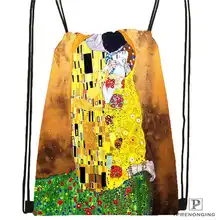 Custom gustav klimt Drawstring Backpack Bag Cute Daypack Kids Satchel (Black Back) 31x40cm#2018612-01-(5)