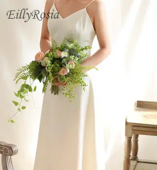 

2019 Bridal Bouquet Country Wedding European Style Green Artificial Handmade Bridesmaid Flower Brooch Bouquet fleur artificielle