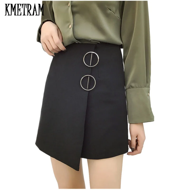 2019 весна корейский стиль женские с высокой талией тонкие короткие юбки модные женские короткая юбка облегающая Сексуальная черная юбка