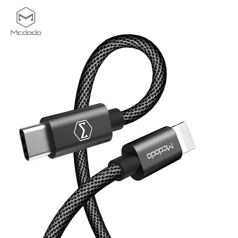 Cable MCDODO USB C PD USB-C a 8 pines Cable de carga rápida para iPhone X 8 8 Plus Cable de datos para iPhone Cable de carga rápida