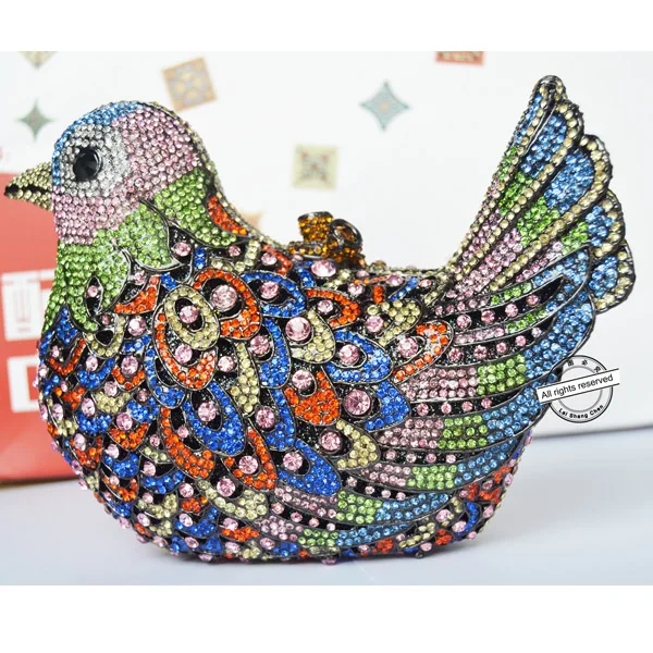 Популярные Роскошные вечерние сумки с блестящими кристаллами, женские клатчи, цветные сумочки с рисунком птицы, дамские вечерние сумочки, клатчи, сумочки SC035 - Цвет: E Luxury evening bag
