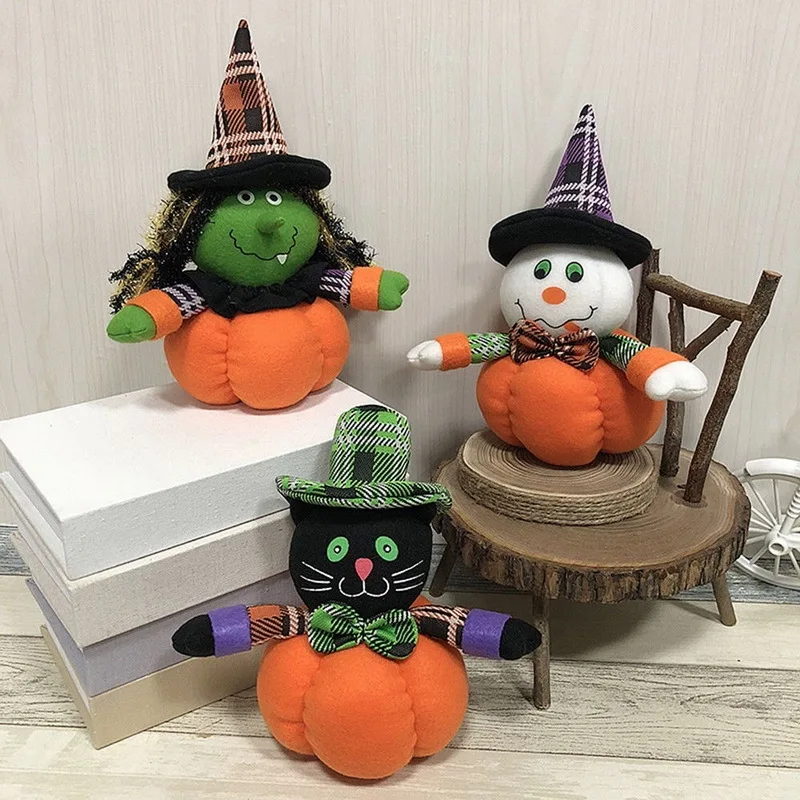 

2018 Halloween decoration Cartoon Girl Plush Toys Soft Stuffed Plush Dolls Toy Party Children Gift Pumpkin Witches Elastic