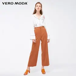 Vero Moda 2019 новые женские свободные широкие повседневные укороченные брюки | 318350514