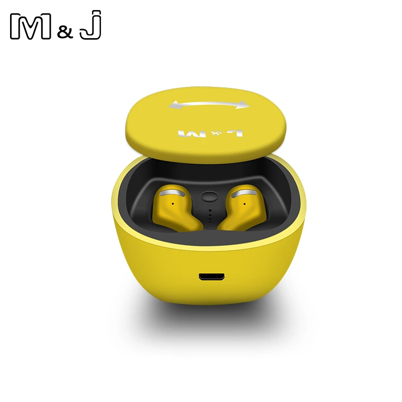 M& J TWS Bluetooth 5,0 наушники-вкладыши беспроводные наушники стерео Бас Звук шумоподавление мини беспроводные Bluetooth наушники - Цвет: Цвет: желтый