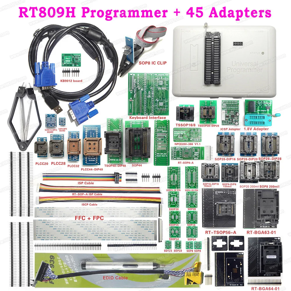 

RT809H EMMC-NAND FLASH USB Universal Programmer + 45 Items / 21 Items / 12 Items / TSOP48 TSOP56 Adapters