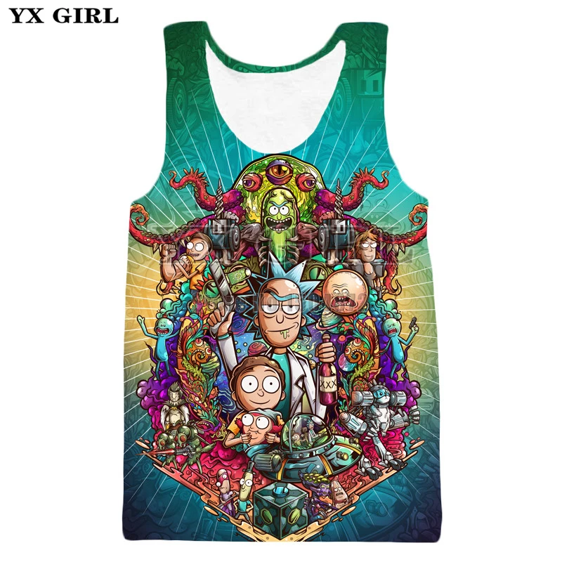 

2019 Summer Mens Clothing New Cartoon Rick and Morty 3d Print Tank Tops Shirt Women/Men Fashion Vest bodybuilding fitness Tops