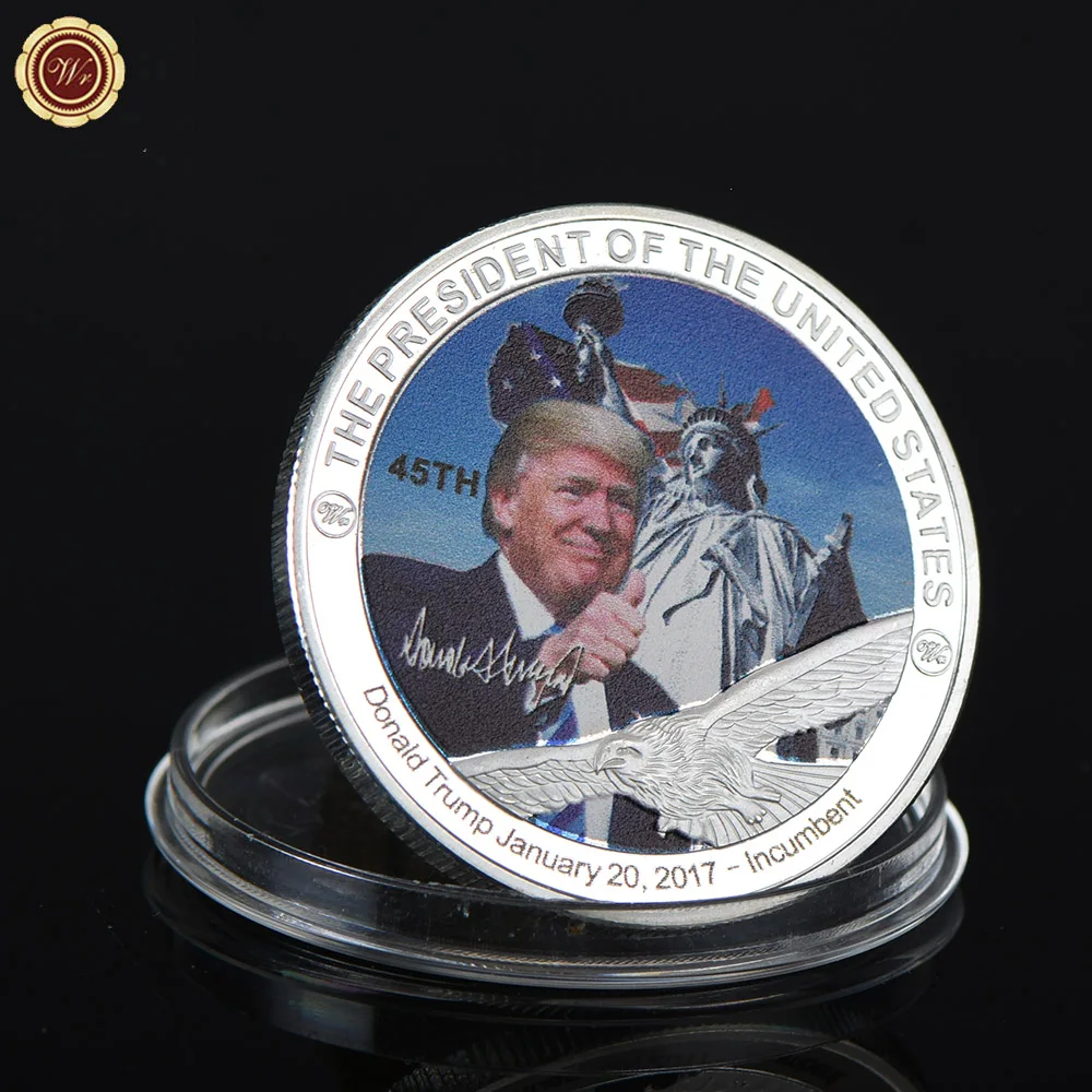 WR качество 999 9 Посеребренная монета США 45 й президент Дональд Трамп
