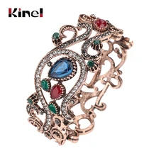 Модный турецкий полый цветок браслет в виде скульптуры браслет ретро ювелирные изделия Античный Золотой Цвет Pulseira комплект вечерние аксессуары