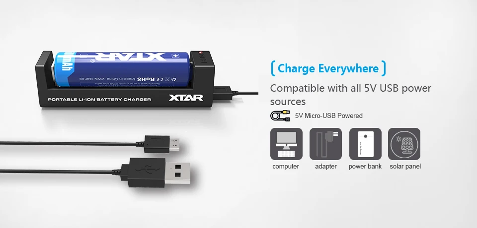 XTAR MC1 USB Все в одном универсальное зарядное устройство для AA AAA 10440 14500 16340 18650 26650 3,6/3,7 в литий-ионный