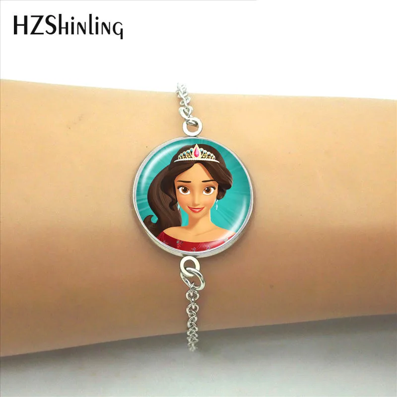 HZShinling Elena of Avalor, стеклянные круглые браслеты для женщин, девушек, искусство, латам, принцесса, Елена, шарм, звено, цепочка, браслет, мини-001