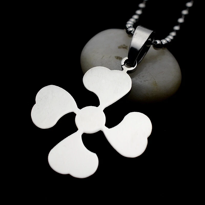 High Polished Stainless Steel Four Leaf Clover Shaped Charm Pendant Necklace W/O SS Chain 60CM Long |