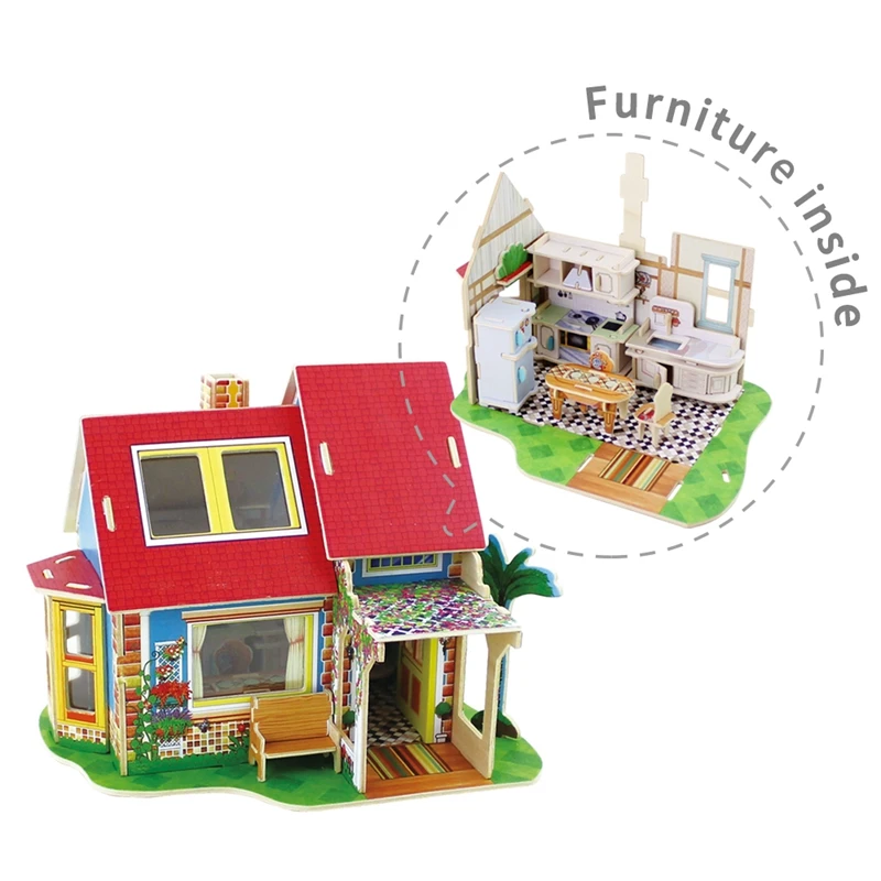 

Robud Wooden Assembly Kitchen Doll House Miniature Furniture Inside Model Building kits Dollhouse Toys Hobbies for Children H55