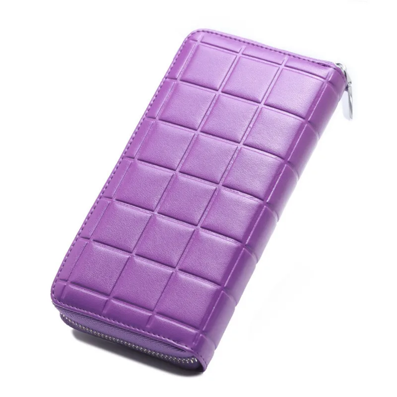 Женский кошелек Rfid из натуральной кожи, длинный клатч, держатель для карт, карамельный цвет, карман для денег, кошелек на молнии, женские сумки - Цвет: purple
