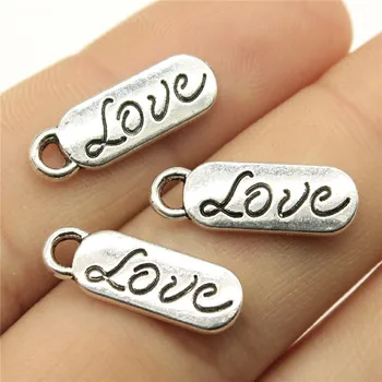 

Charms Love Tag DIY Jewelry Findings 30pcs/lot Antique Silver Color 0.8x0.3 Inch (20x7mm) Love Tag Charms