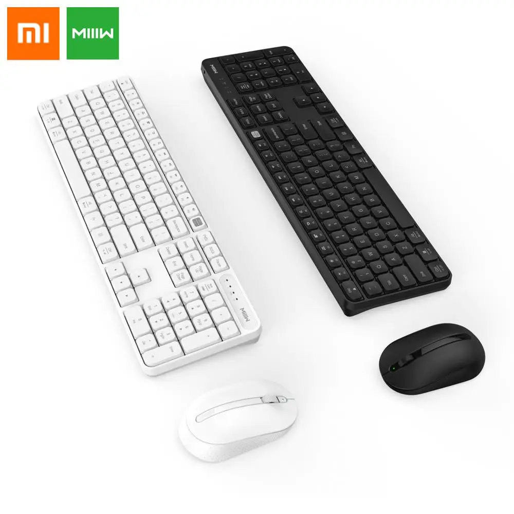Скидка Оригинальный Xiaomi MIIIW RF 2,4 ГГц Беспроводная Офисная Клавиатура Мышь Набор 104 клавиш Windows PC Mac совместимый портативный USB клавиатура