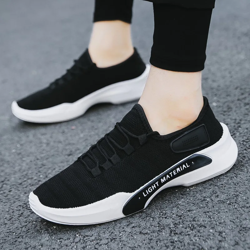 

Mens Shoes Black Casual Shoes 2019 Spring New Fashion Men Running Shoes Breathable Flying Weaving Mesh Lace Up Casual Shoes Man