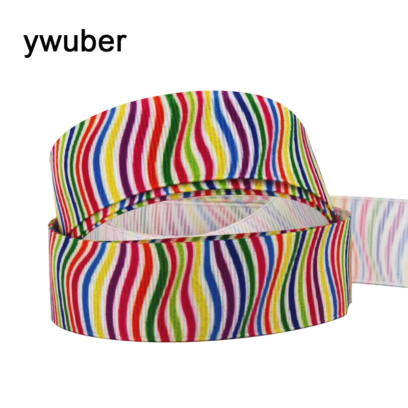 IuBuFiGo 10 ярдов 7/8 &quot(22 мм) Волнистые полосы печатные Grosgrain ленты и бант для волос