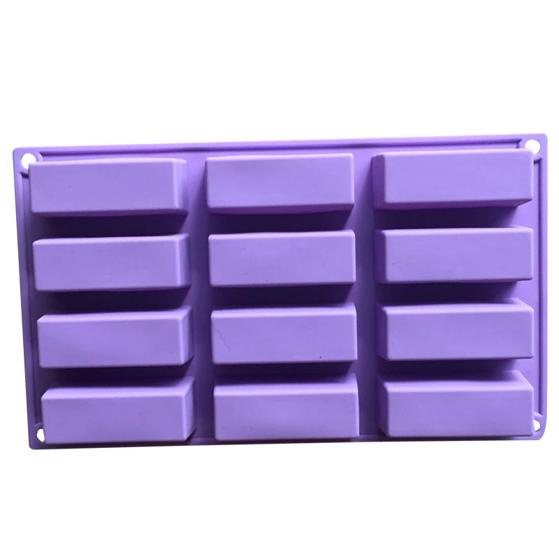 

29.5*17*3cm 12 Rectangle Shapes Handmade Silicone Soap Mold Biscuit Cookie Baking Pan Kitchen Bakeware Accessories E597